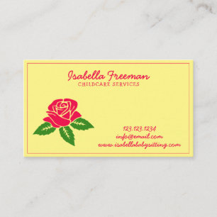 Babysitter Modern Floral Rose Girly Babysitting Bu Business Card