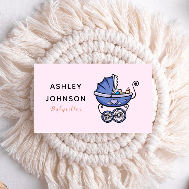 Babysitter Nanny Caregiver Cute Stroller Adorable Business Card (Creator Uploaded)