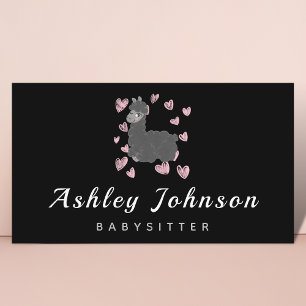 Babysitter Nanny Childcare Cute Watercolor Llama Business Card