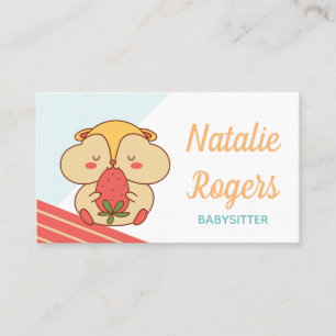 Babysitter Nanny Cute Kawaii Hamster & Strawberry Business Card
