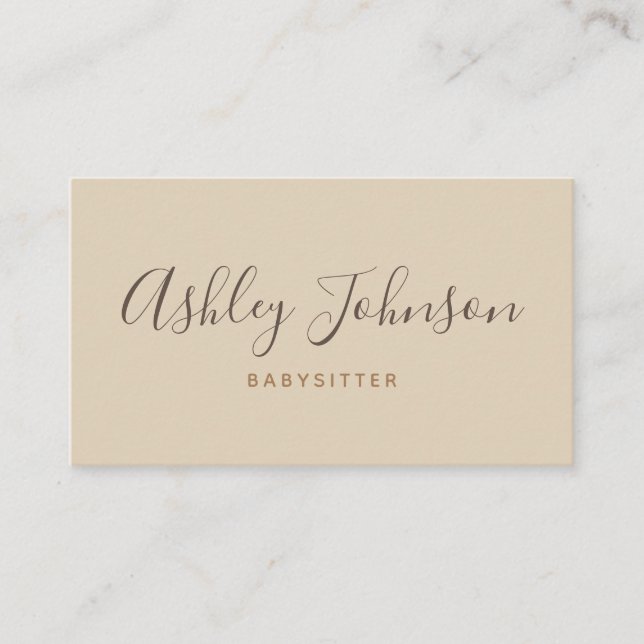 Babysitter Nanny Simple Clean Non Photo Pastel Business Card (Front)