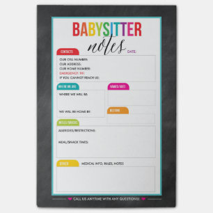 Babysitter Post-it Notes Notepad for Parents