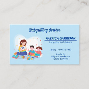 Babysitter Professional Business   Nanny Childcare Card