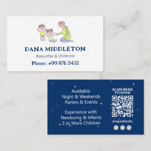 Babysitter Professional Business   Navy White Card