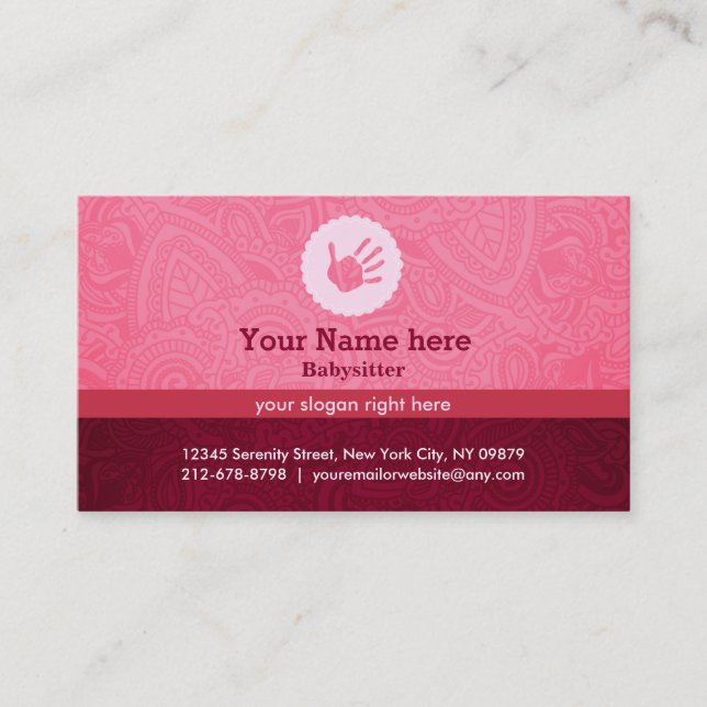 Babysitter slogans business card (Front)