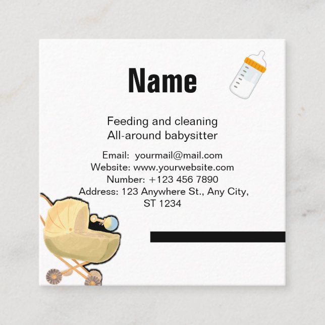 babysitter square business card (Front)