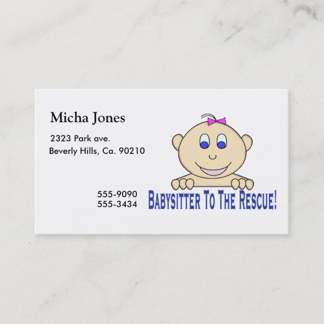 Babysitter To The Rescue Business Card (Front)