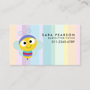 Babysitter Tutor Child Care Cute Butterfly Business Card