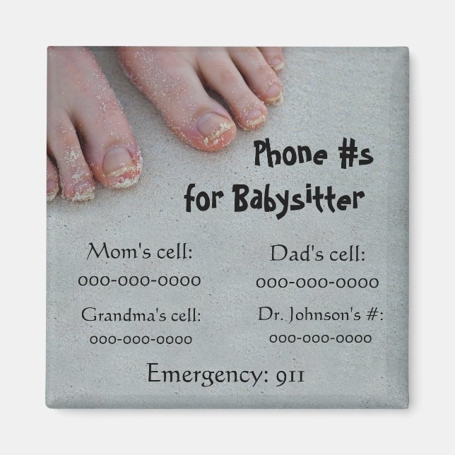 Babysitter's phone # Magnet (Front)