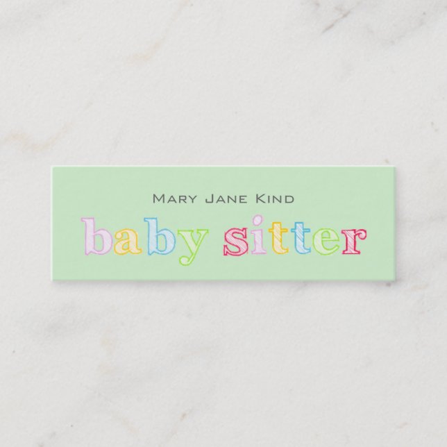 Babysitting & Child Care - Customisable colour Mini Business Card (Front)