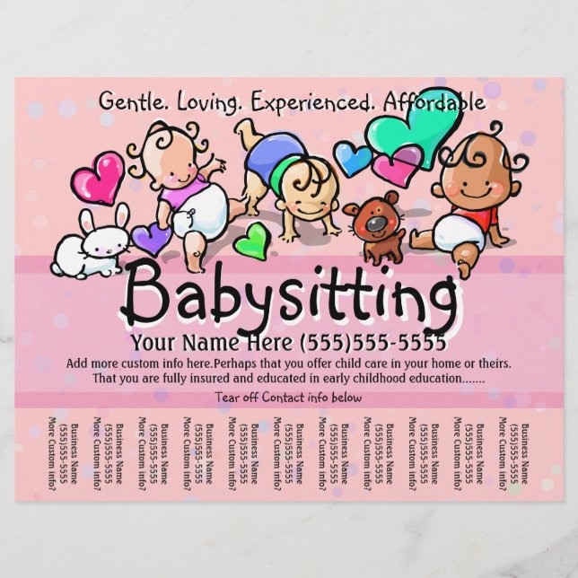 Babysitting.Child Care.Day Care.Custom text/colour Flyer (Front)