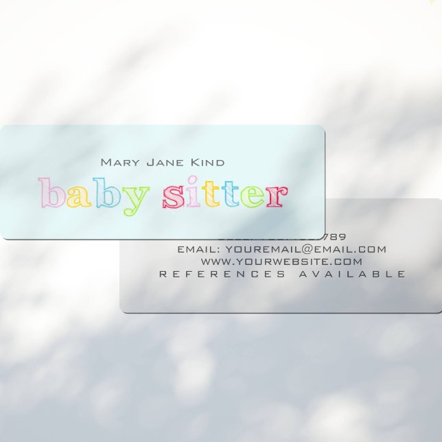 Babysitting & Child Care Rainbow colour Mini Business Card (Creator Uploaded)