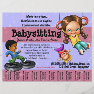 Babysitting. Day Care Customisable template Flyer