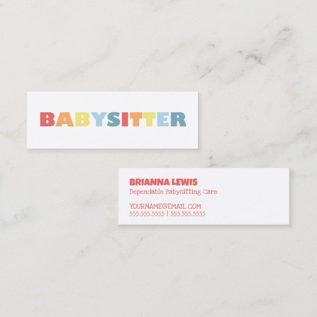 Babysitting Mini Business Card (Front/Back)