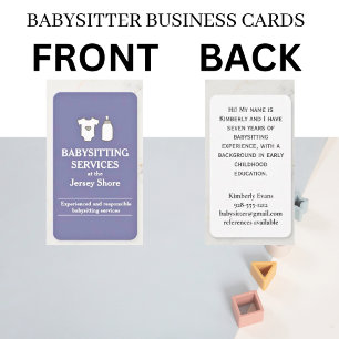Babysitting Services at the Jersey Shore Lavender Business Card