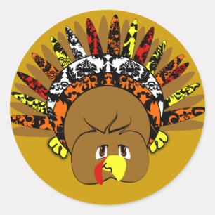 babyturkeycolorsdamaskcircles classic round sticker