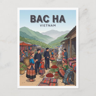 Bac Ha Highland Market Vietnam Souvenir Postcard