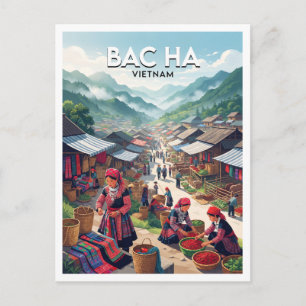 Bac Ha Sunday Market Vietnam Travel Keepsake Postcard