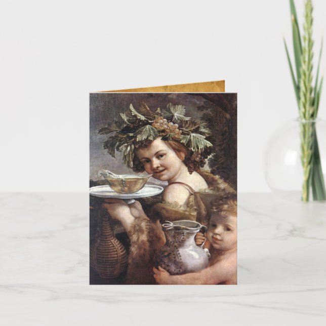 BACCHUS ,GRAPES AND WHITE WINE PARCHMENT Birthday Card (Front)