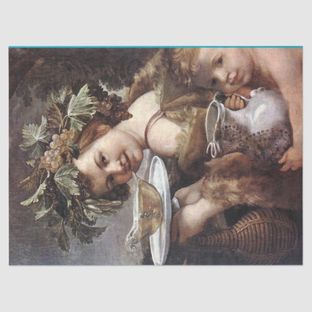 BACCHUS, GRAPES AND WHITE WINE TISSUE PAPER (Front)