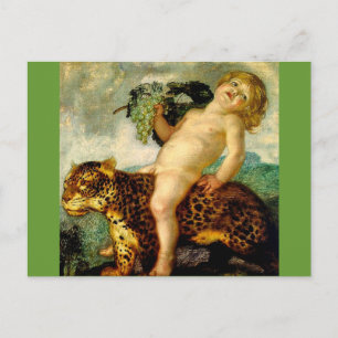 Bacchus riding a leopard postcard