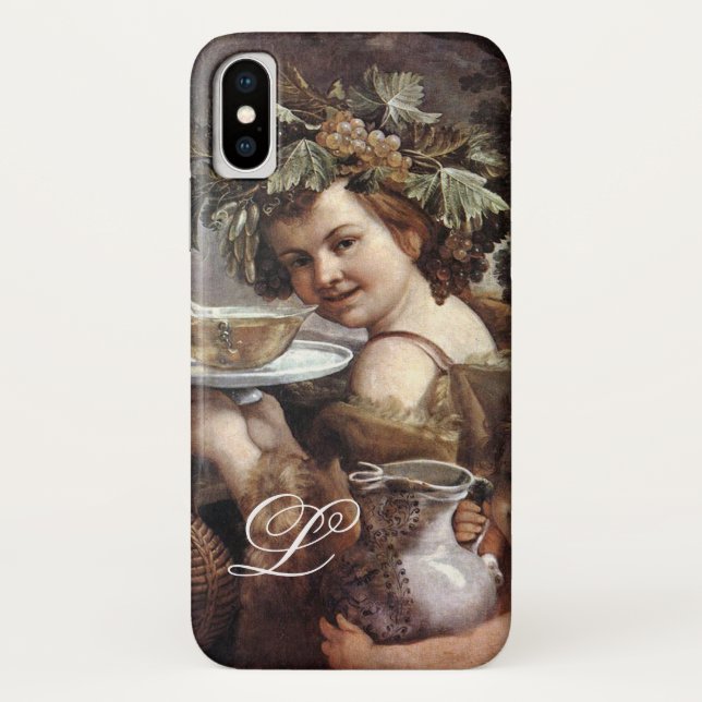 BACCHUS WITH GRAPES AND WINE MONOGRAM Case-Mate iPhone CASE (Back)