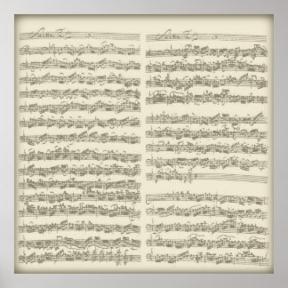Bach 2nd Cello Suite, Several Manuscript Pages Poster