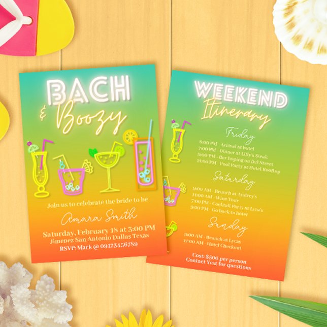 Bach and Boozy Bachelorette with Itenerary  Invitation (Bach and Boozy Bachelorette with Itinerary Invitation)