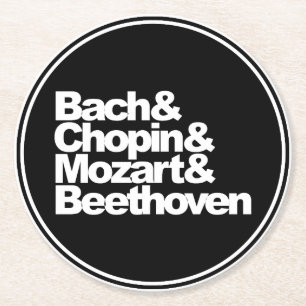 Bach and Chopin and Mozart and Beethoven Round Paper Coaster