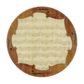 Bach Cello Suite Manuscript in Cello Frame Cutting Board
