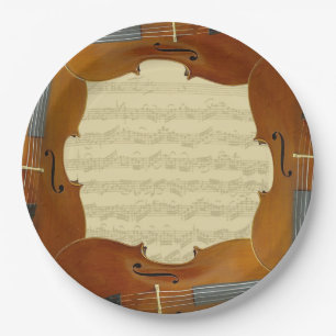 Bach Cello Suite Manuscript in Cello Frame Paper Plate