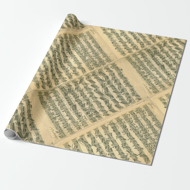 Bach Chaconne Manuscript for Solo Violin Wrapping Paper (Unrolled)