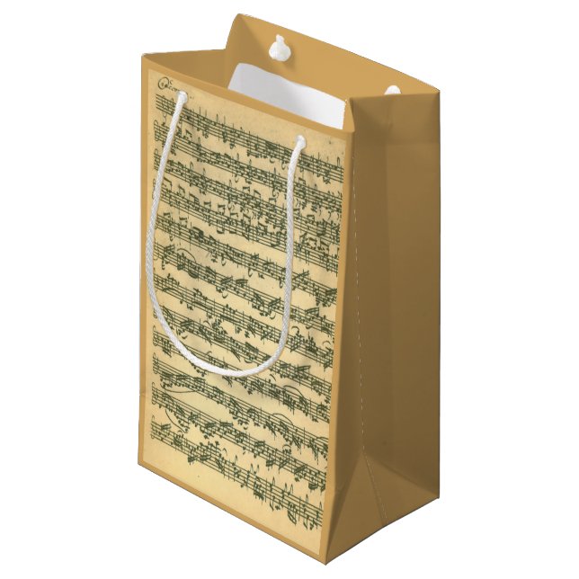 Bach Chaconne Music Manuscript for Solo Violin Small Gift Bag (Front Angled)