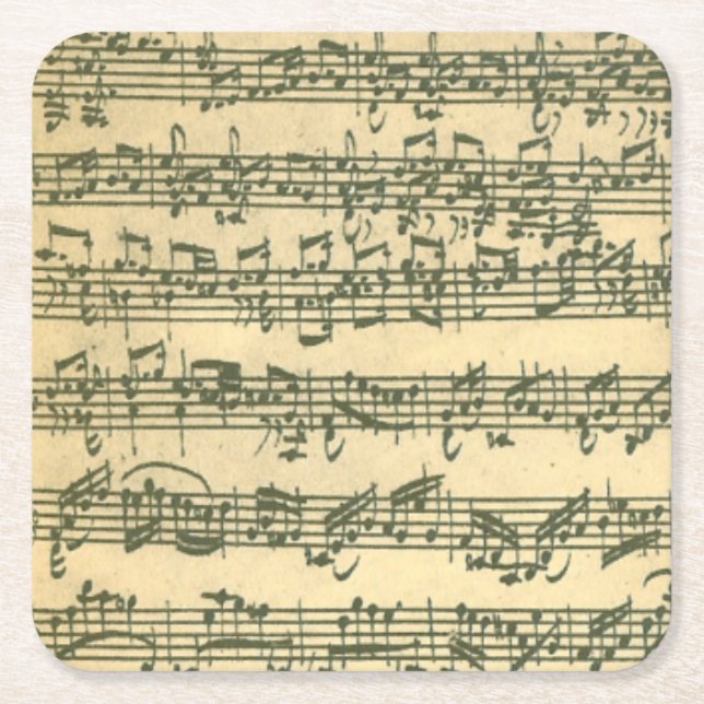 Bach Chaconne Music Manuscript for Solo Violin Square Paper Coaster (Front)