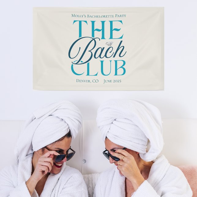 Bach Club Modern Simple Blue Bachelorette Party Banner (The Bach Club banner with modern blue font – perfect for bachelorette or bridal celebrations!)