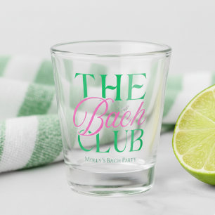 Bach Club Modern Simple Pink Green Bachelorette Shot Glass