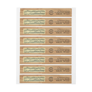 Bach Music Manuscript Wood Look International Wraparound Address Label