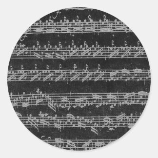 Bach Partita White on Black Classic Round Sticker