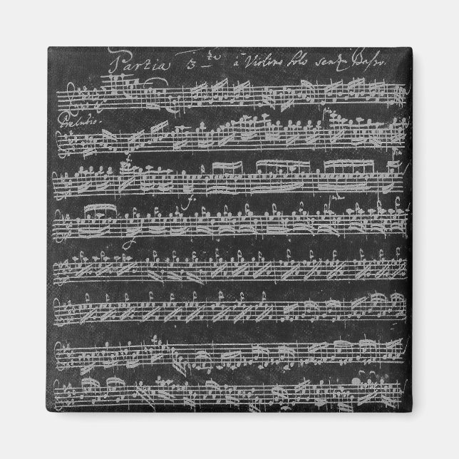 Bach Partita White on Black Magnet (Front)