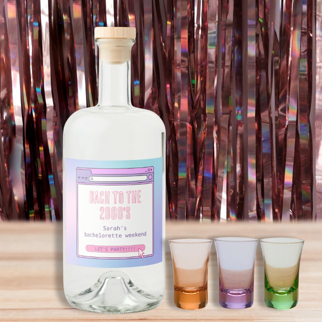 Bach To The 2000's Y2K Bachelorette Personalised Liquor Bottle Label (Bach To The 2000's Y2K Bachelorette Personalized Bottle Labels)