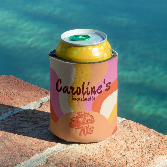 Bach to the 70s Retro Groovy Sunset Bachelorette Can Cooler (In Situ Pool)