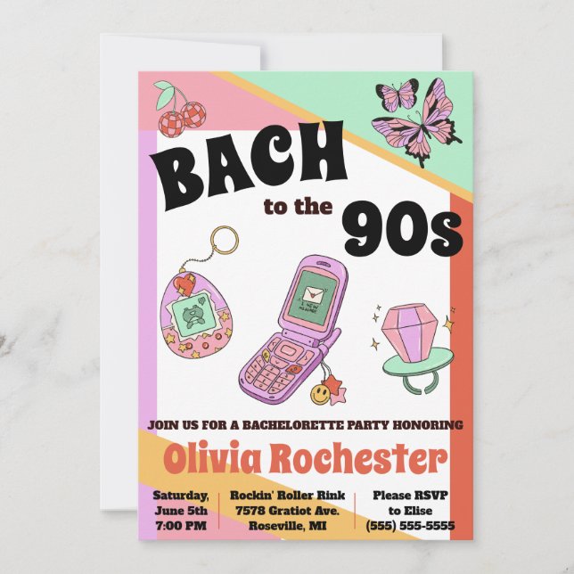 Bach to the 90's Bachelorette Party Invitation (Front)