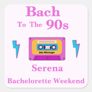 Bach To The 90s Cassette Tape Bachelorette party Square Sticker