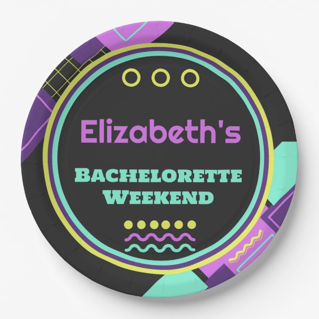 Bach To The 90s Retro Bachelorette Paper Plate (Front)