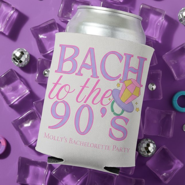 Bach to the 90s – Retro Bachelorette Party Design Can Cooler (Bring the ultimate throwback energy with this playful “Bach to the 90s” design!)