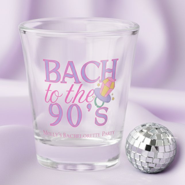 Bach to the 90s – Retro Bachelorette Party Design Shot Glass (Bring the ultimate throwback energy with this playful “Bach to the 90s” design!)