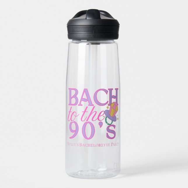 Bach to the 90s – Retro Bachelorette Party Design Water Bottle (Front)