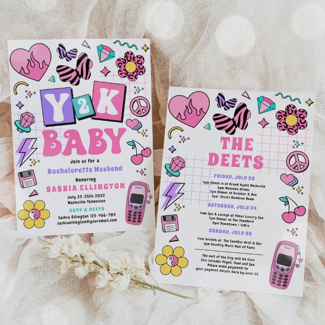 Bach To The 90s Y2K Bachelorette Weekend Itinerary Invitation (Creator Uploaded)