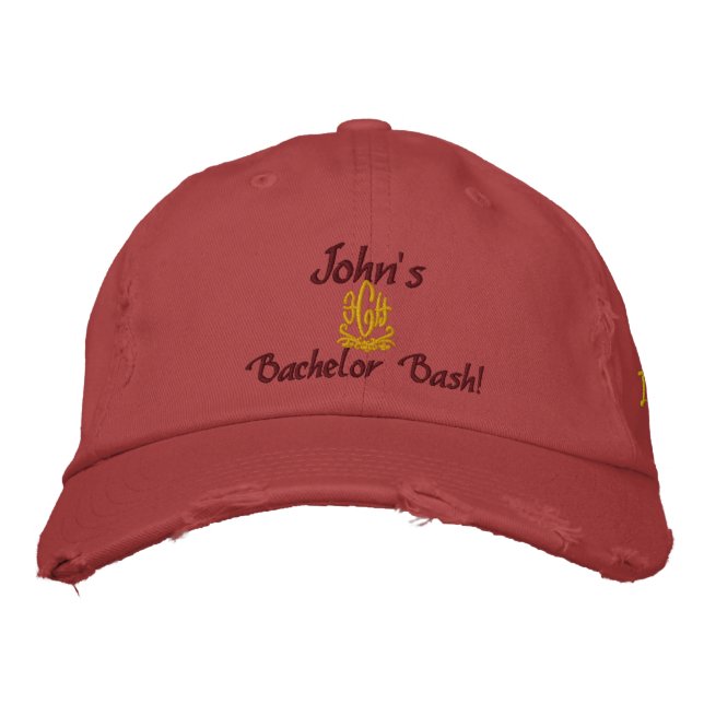 Bachelor Bash Red Embroidered Hat (Front)