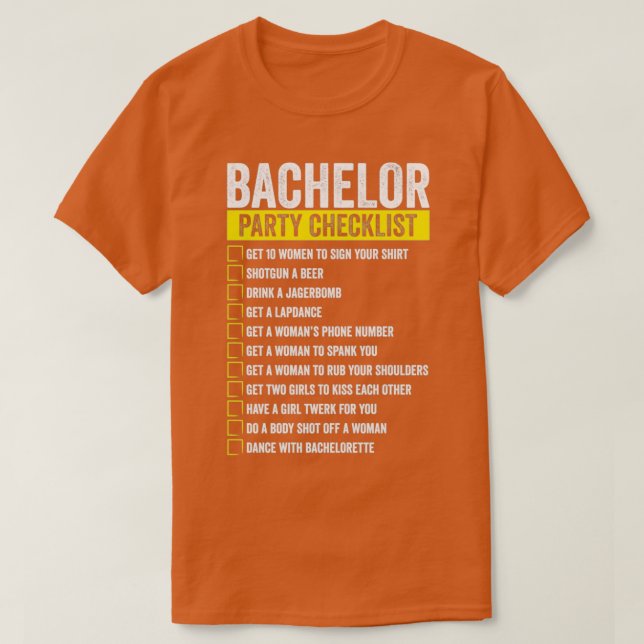Bachelor checklist T-Shirt (Design Front)